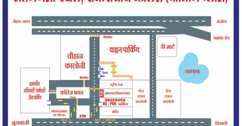 मतगणना स्थल के  पार्किंग स्थल का पार्किंग प्लान तैयार