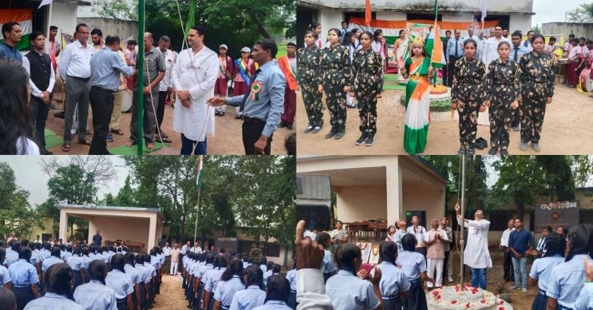 स्वतंत्रता दिवस पर उमेश पटेल ने नंदेली में लहराया तिरंगा: महेंद्र सिंह पटेल और स्वामी आत्मानंद स्कूल में छाया उत्सव का रंग