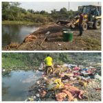 दुर्गा प्रतिमा विसर्जन के बाद तालाबों की हुई सफाई, विजयपुर और टूरकुमुड़ा तालाब सफाई के लिए चला अभियान