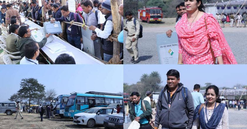 मतदान प्रक्रिया संपन्न कराने मतदान दल हुए रवाना