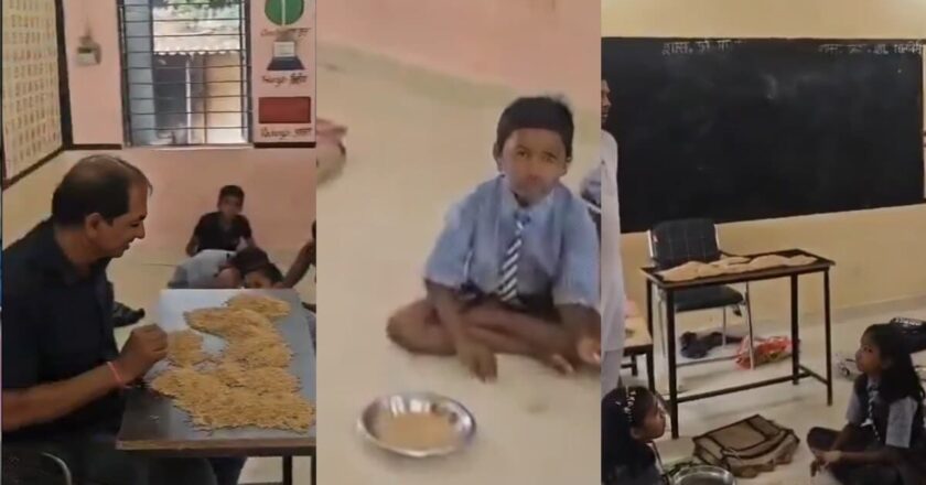 बच्चों से क्लास में धान बिनवा रहे थे मास्टर जी, कैमरा देख बोलने लगे सॉरी; VIDEO