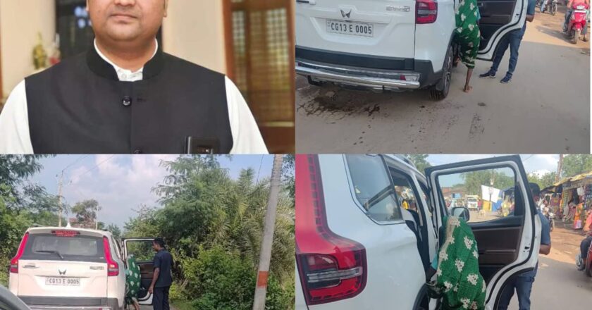 सड़क पर रुकी बुजुर्ग महिला को उमेश पटेल ने गाड़ी में बैठाकर पहुँचाया मंजिल तक