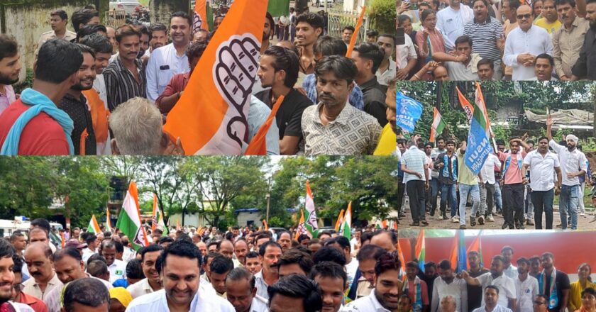 उमेश पटेल के नेतृत्व में खाद संकट पर खरसिया कांग्रेस का हल्ला बोल, हजारों किसानों के साथ घेरा तहसील.. देखें Video