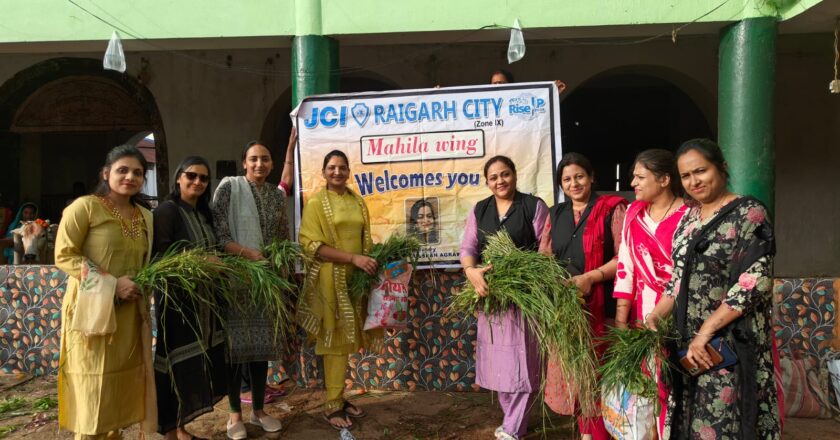 जेसीआई रायगढ़ सिटी महिला विंग ने गौशाला में किया गौ सेवा