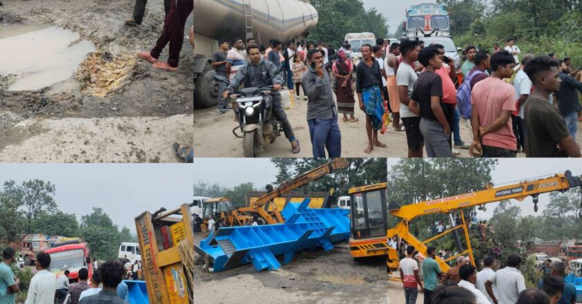 घरघोड़ा-लैलूंगा मुख्य मार्ग बंद, सड़क जाम से आमजन बेहाल
