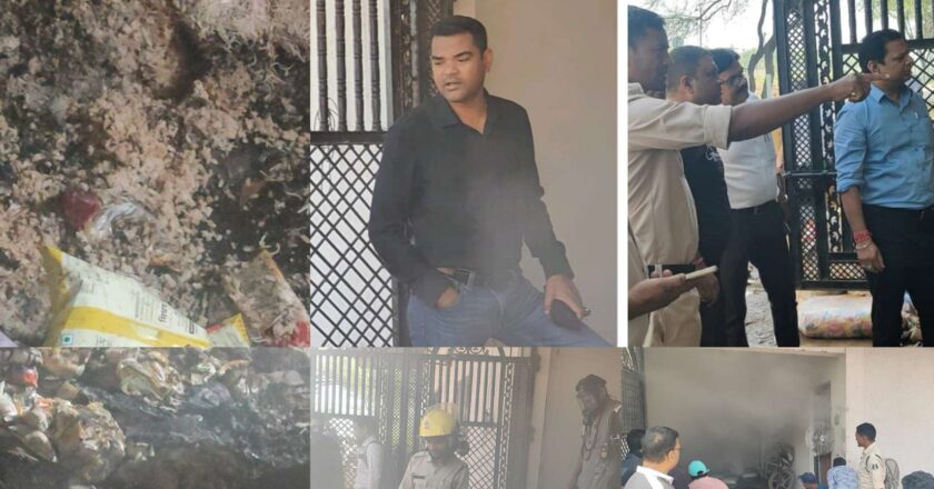 खरसिया में निखिल एजेंसी के गोदाम में लगी भीषण आग, लाखों का नुकसान