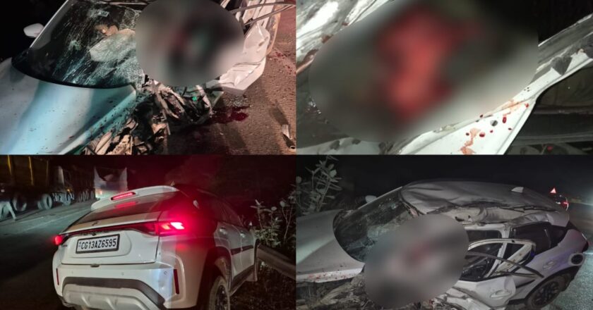 रायगढ़-खरसिया ‘डेथ रोड’ पर फिर खून खराबा: ट्रक से टकराई कार, परखच्चे उड़े, 1 की मौत, ड्राइवर गंभीर