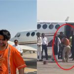 सरकारी विमान से छत्तीसगढ़ पहुंचे बाबा बागेश्वर, वर्दीधारी पुलिस वाले ने छुए पैर; छिड़ गया विवाद