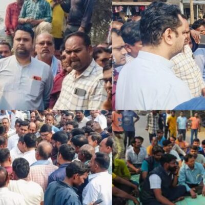 टोकन नहीं कटने से किसानों ने किया कोतरा धान मंडी के बाहर चक्काजाम