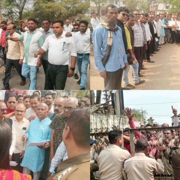 खरसिया में प्यासी फसलों के लिए फूटा आक्रोश : तहसील गेट पर कांग्रेसियों और किसानों का ‘हल्ला बोल’, नहरों में पानी छोड़ने प्रशासन को 7 दिन का डेडलाइन!