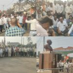 मनरेगा बचाने खरसिया की सड़कों पर उतरी कांग्रेस, रायगढ़ चौक पर दिया धरना