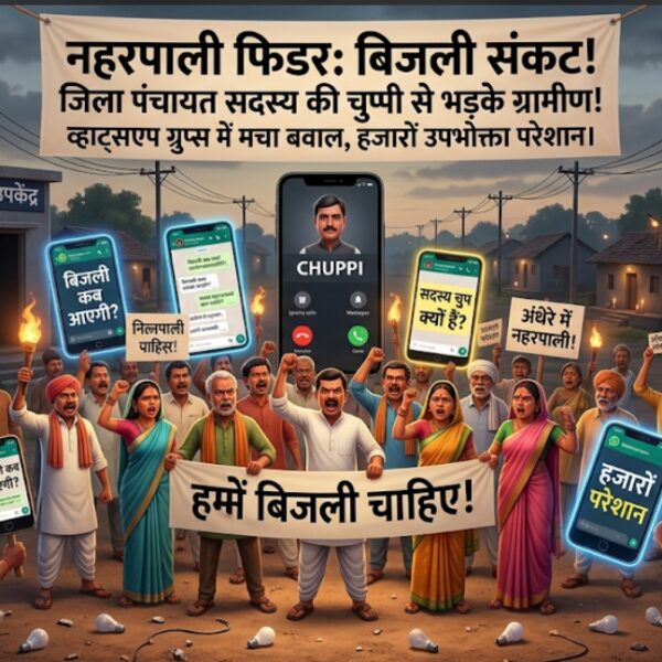 बिजली संकट पर जिला पंचायत सदस्य की चुप्पी से भड़के ग्रामीण, व्हाट्सएप ग्रुप्स में मचा बवाल, नहरपाली फिडर के हजारों उपभोक्ता परेशान
